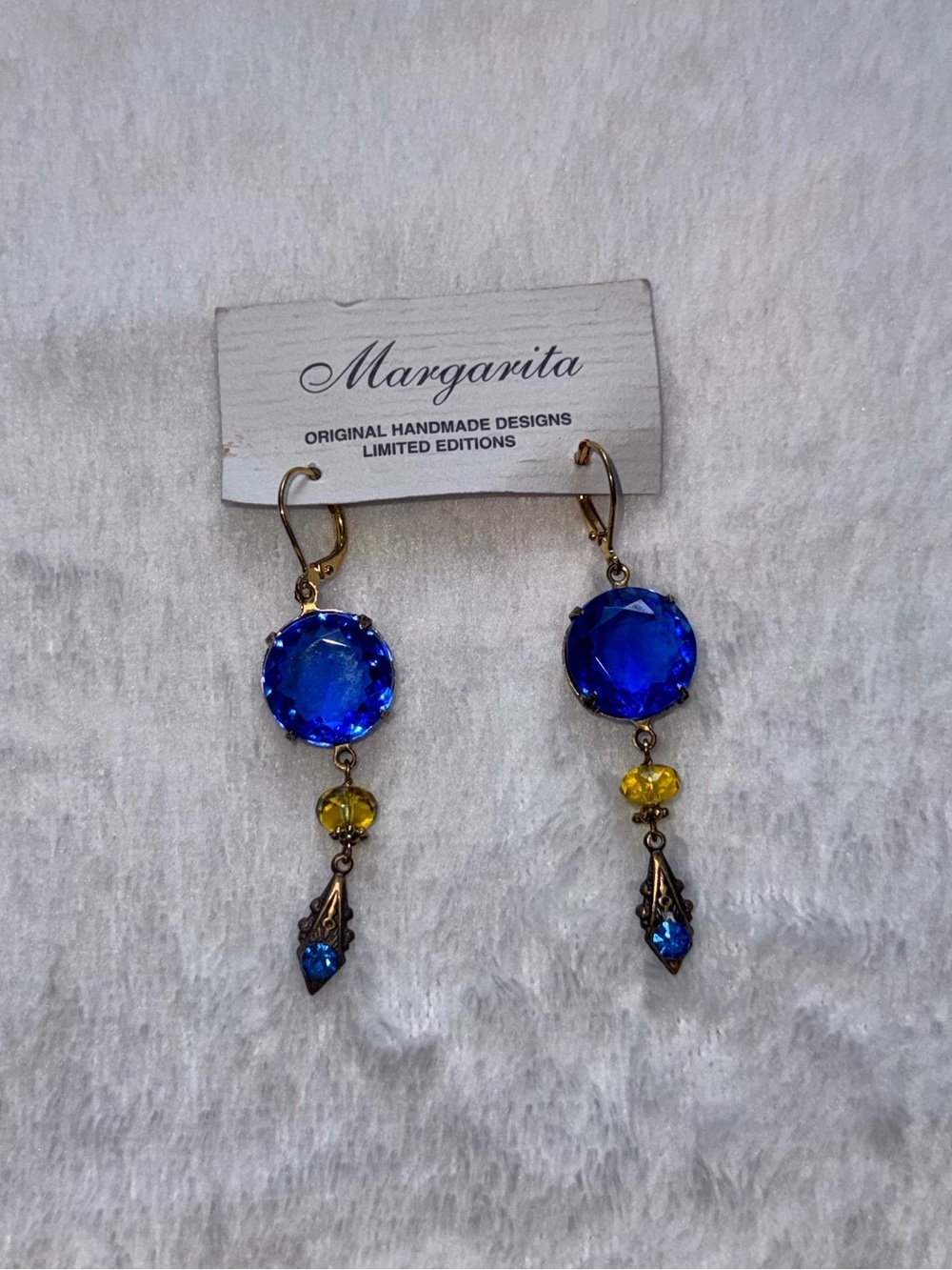 Blue crystal drop earrings
